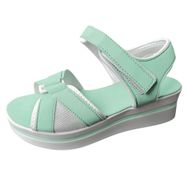 MaNMaNing Platform Kama Yeşil Mint Green Açık Kanca Döngü Burun Kalın Topuk Kadın Sandalet