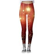 MaNMaNing Skinny Noel Baskılı Büyük Beden Altın Kadın Tayt