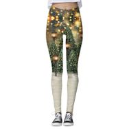 MaNMaNing Skinny Noel Baskılı Büyük Beden Yeşil Kadın Tayt