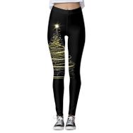 MaNMaNing Skinny Noel Baskılı Karın Kontrolü Siyah Kadın Tayt