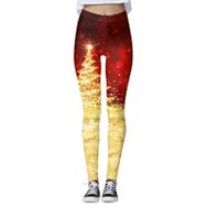 MaNMaNing Skinny Noel Baskılı Polar Astarlı Altın Kadın Tayt