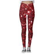 MaNMaNing Skinny Noel Moda Baskı Dikişsiz Egzersiz Termal Sıcak Kırmızı Kadın Tayt