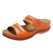 MaNMaNing Slip On Casual Open Toe Wedges Turuncu Yumuşak Zemin Nefes Alabilir Kadın Terlik