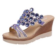 MaNMaNing Slip-Ons Mavi Açık Burun Kama Kadın Sandalet