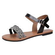 MaNMaNing Strappy Düz Moda Geniş Fit Toka Hafif Rahat Siyah Kadın Sandalet