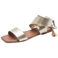 MaNMaNing Strappy Düz Rahat Açık Parmak Rahat Geniş Fit Altın Kadın Sandalet