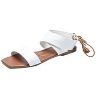 MaNMaNing Strappy Düz Rahat Açık Parmak Rahat Geniş Fit Beyaz Kadın Sandalet