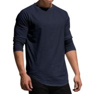 MaNMaNing Vintage Lacivert Yuvarlak Yaka Düz Erkek T-shirt