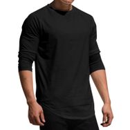 MaNMaNing Vintage Siyah Yuvarlak Yaka Düz Erkek T-shirt