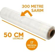 Manuel El Tipi Palet Streç Film Şeffaf 50 cm 17 Mikron 300 Metre 1 Koli ( 6 Adet )