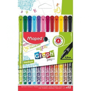 Maped 749652 0.8 mm Desenli 12'li Paket Fineliner Keçeli Kalem