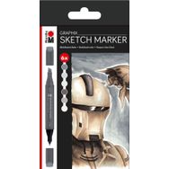 Marabu Graphix Set Alpha Robot 6 Renk Sketch Marker