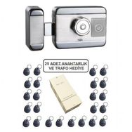 Marelli Sensörlü Motorlu Sessiz + Güvenli Manyetik Elektrikli Trajlı Apartman Kapı Kilidi Motorlu Otomat + Kartlı Sistemi + Trafosu + 25 Çip
