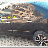 Markadan Toyota Corolla Sedan 2002-2006 4 Parça Paslanmaz Çelik Cam Çıtası