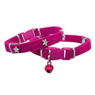Markapet Yıldızlı 20-32 cm Pembe Kadife Kedi Boyun Tasması