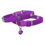 Markapet Yoncalı 20-32 cm Mor Kadife Kedi Boyun Tasması
