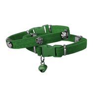 Markapet Yoncalı 20-32 cm Yeşil Kadife Kedi Boyun Tasması