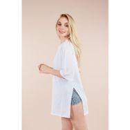 Markapia Beyaz Kadın Bisiklet Yaka Basic T-Shirt