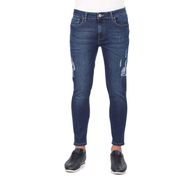 Markapia Erkek Lacivert Bilek Boy Yırtık Skinny Fit Jean Pantolon