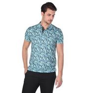 Markapia Erkek Mavi Desenli Polo Yaka T-shirt