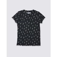 Marks & Spencer Mavi Çiçek Desenli Bayan T- Shirt