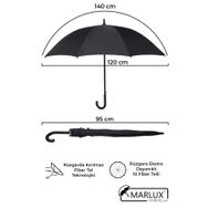 Marlux M21MAR10139R001 Siyah Fiber 10 Tel Erkek Baston Şemsiye