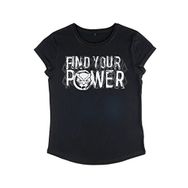 Marvel Avengers Classic Panther Power Women's Rolled Sleeve Siyah Kadın T-shirt