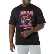 Marvel Big & Tall Avengers Klasik Ürkütücü Demir Adam Üst Kısa Kollu Siyah Erkek T-shirt