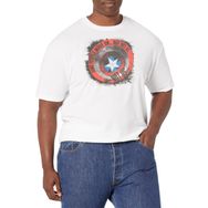 Marvel Big & Tall Cap Shield Üst Kısa Kollu Beyaz Erkek T-shirt