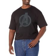 Marvel Big & Tall Endgame Gri Tonlamalı Logo Black Erkek T-shirt