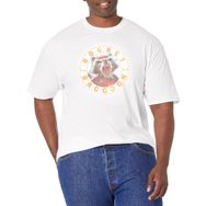 Marvel Big & Tall Klasik Guardians of the Galaxy Raccoon Damga Üst Kısa Kollu Beyaz Erkek T-shirt