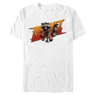 Marvel Big & Tall Klasik Guardians of the Galaxy Raccoon Yazılı Üst Kısa Kollu Beyaz Erkek T-shirt