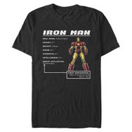 Marvel Big & Tall Klasik Ironman Stats Üst Kısa Kollu Siyah Erkek T-shirt
