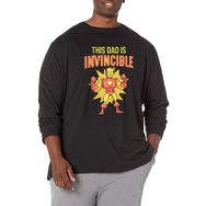 Marvel Big & Tall Klasik This Dad is Invincible Üst Kısa Kollu Siyah Erkek T-shirt