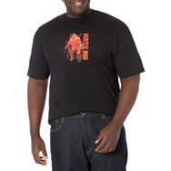 Marvel Big & Tall Molten Man Önü Üst Kısa Kollu Siyah Erkek T-shirt