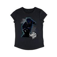 Marvel Black Panther Warrior Prince Rolled Sleeve Siyah Kadın T-shirt