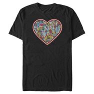 Marvel Büyük ve Uzun Klasik Çizgi Roman Kalp Üst Kısa Kollu Siyah Erkek T-shirt