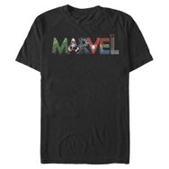 Marvel Büyük ve Uzun Klasik Fan Harfleri Üst Kısa Kollu Siyah Erkek T-shirt