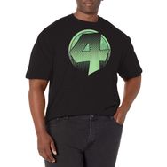 Marvel Büyük ve Uzun Klasik Fantastik Dört Şanslı 4 Üst Kısa Kollu Siyah Erkek T-shirt