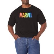 Marvel Büyük ve Uzun Klasik Gökkuşağı Uzaylı Üst Kısa Kollu Siyah Erkek T-shirt