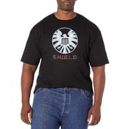 Marvel Büyük ve Uzun Klasik Kalkan Marka Üst Kısa Kollu Siyah Erkek T-shirt