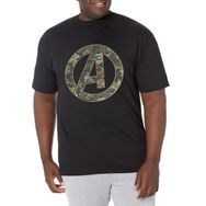 Marvel Büyük ve Uzun Klasik Kamuflaj Avengers Simgesi Üst Kısa Kollu Siyah Erkek T-shirt
