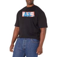 Marvel Büyük ve Uzun Klasik Kırmızı Kafatası Retro Üst Kısa Kollu Siyah Erkek T-shirt