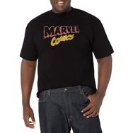 Marvel Büyük ve Uzun Klasik Retro Logo Üst Kısa Kollu Siyah Erkek T-shirt