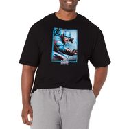 Marvel Büyük ve Uzun Klasik Şapka Kart Üst Kısa Kollu Siyah Erkek T-shirt