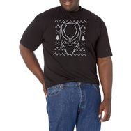Marvel Büyük ve Uzun Klasik Sırt Panter Kazak Üst Kısa Kollu Siyah Erkek T-shirt