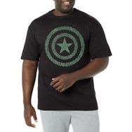 Marvel Büyük ve Uzun Klasik Yonca Kalkanı Üst Kısa Kollu Siyah Erkek T-shirt