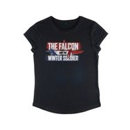 Marvel Falcon and the Winter Soldier Spray Paint Rolled Sleeve Siyah Kadın T-shirt