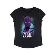 Marvel Falcon ve the Winter Soldier Zemo Purple Rolled Sleeve Siyah Kadın T-shirt