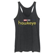 Marvel Hawkeye Yellow Title Logo Juniors Tri Blend Tank Black Heather Kadın Atlet